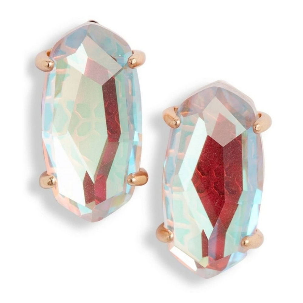 Kendra Scott Betty Dichroic Rose gold stud earrings NWT